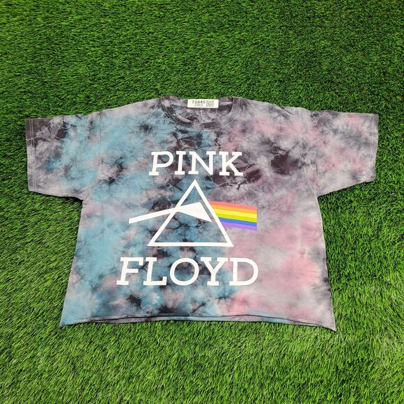 Rainbow Prism Cropped Shirt Womens Large 21x20 Gray - Picture 1 of 11